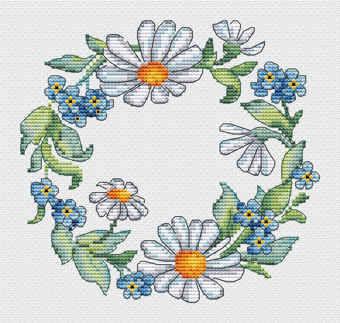 Chamomile Wreath Cross Stitch Pattern фото 2
