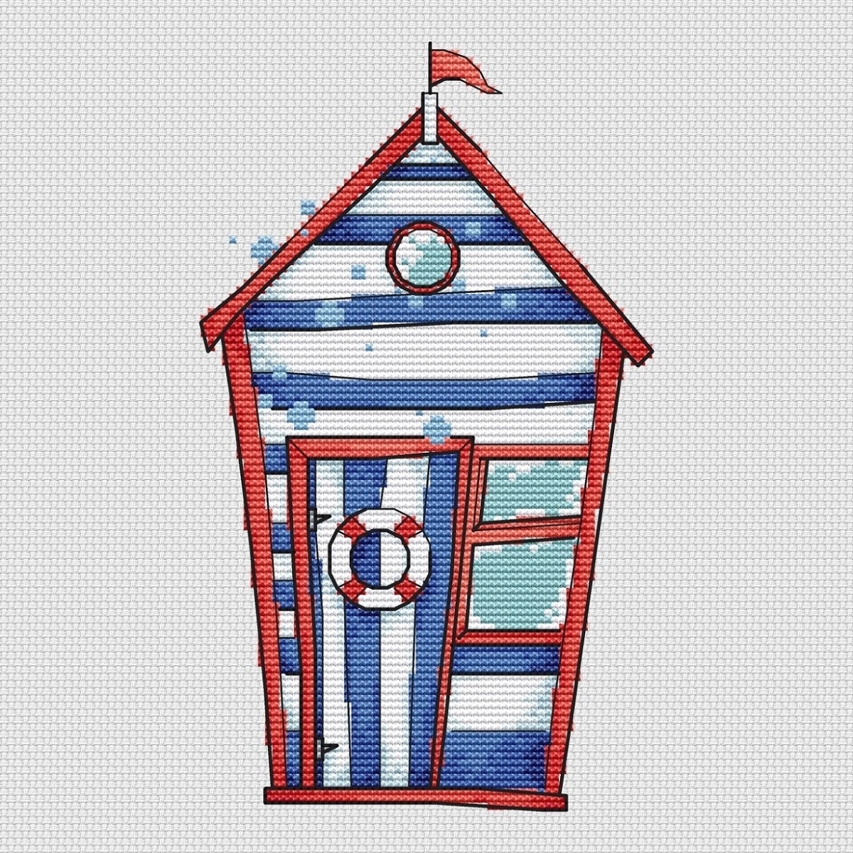 Beach House. Striped Blue Cross Stitch Pattern фото 1