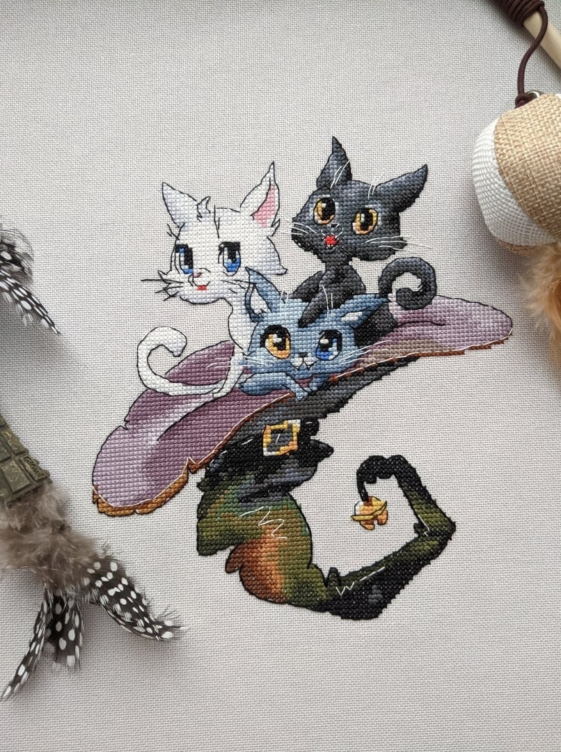 Witch's Kittens Cross Stitch Pattern фото 2