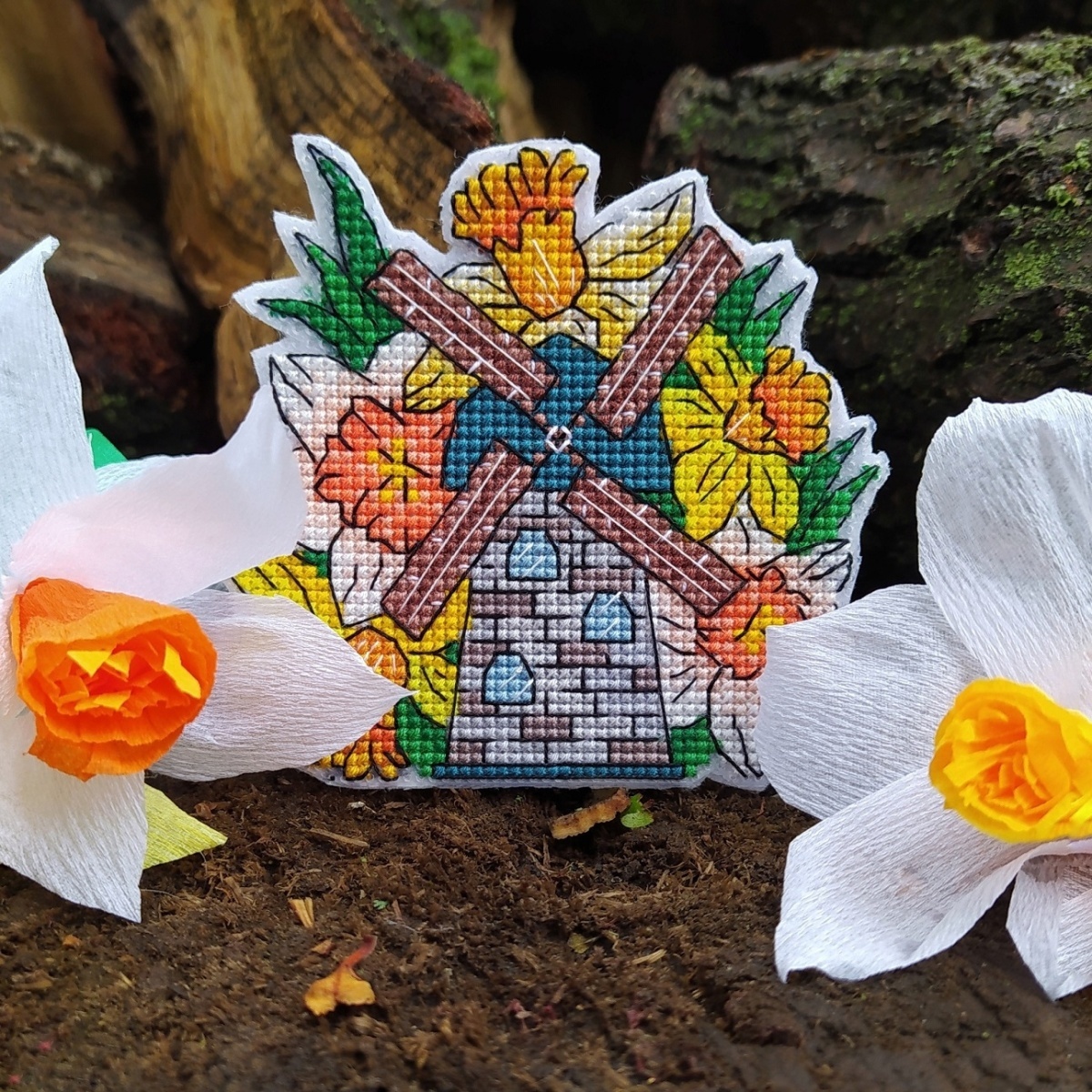 Mill Daffodils Cross Stitch Pattern фото 4