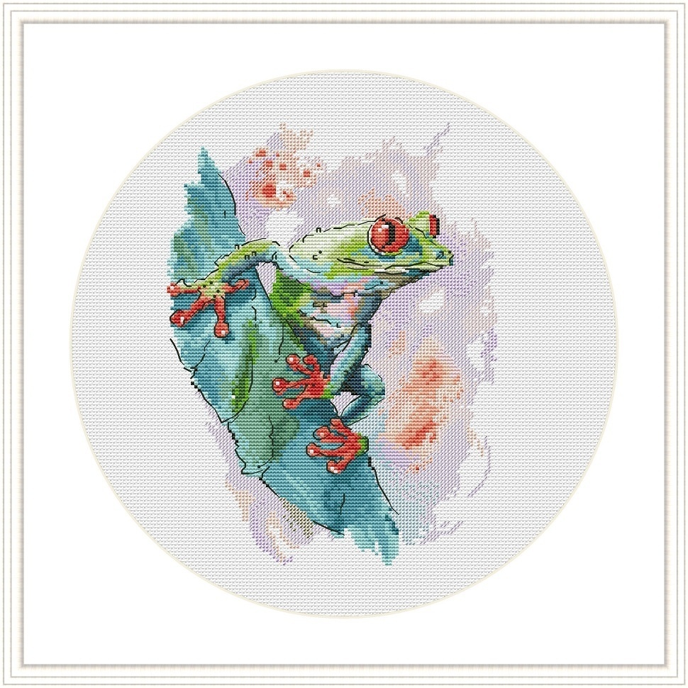 Tree Frog on a Lilac Background Cross Stitch Pattern фото 1