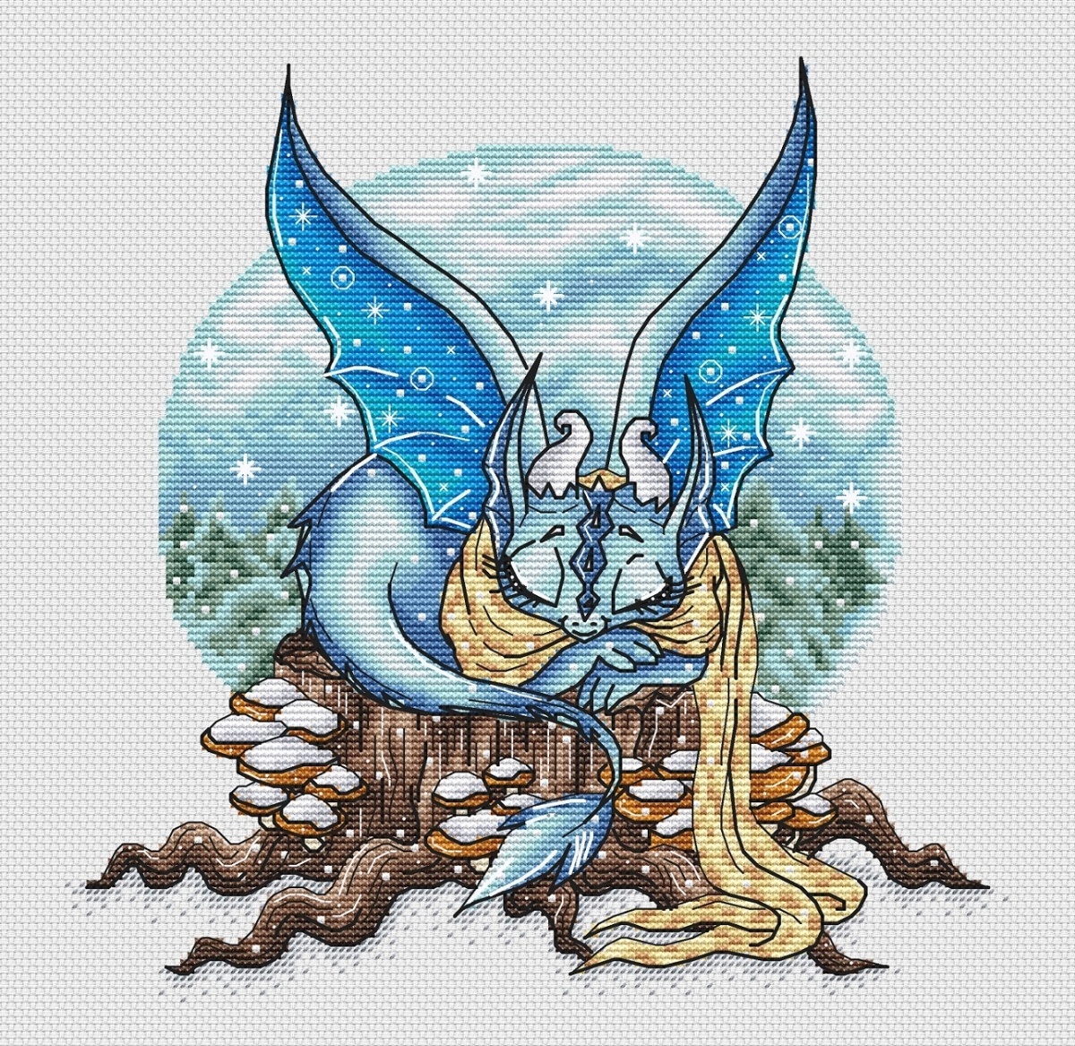 Winter Dragon Cross Stitch Pattern фото 1