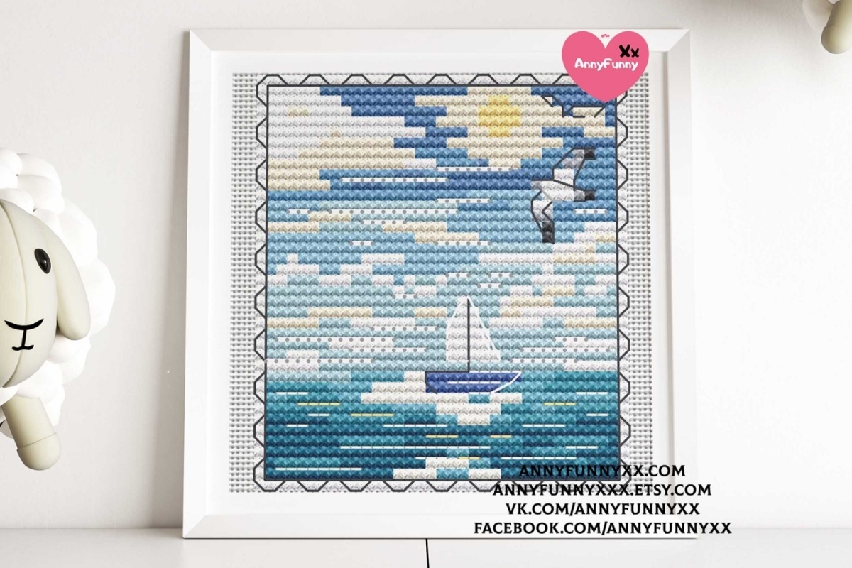 Sea Breeze Postage Stamp Cross Stitch Pattern фото 10