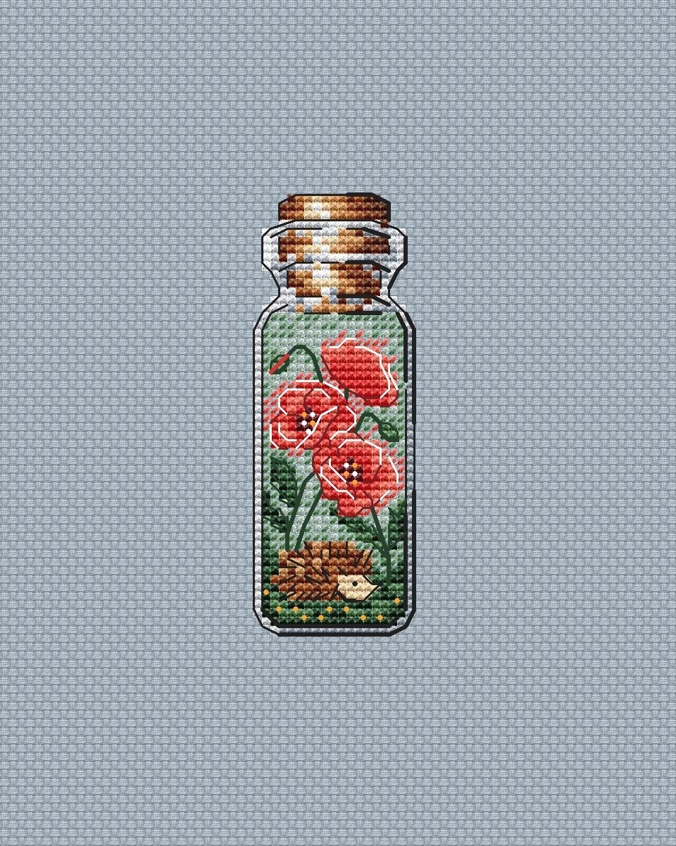 Bottles. Poppies Cross Stitch Pattern фото 1
