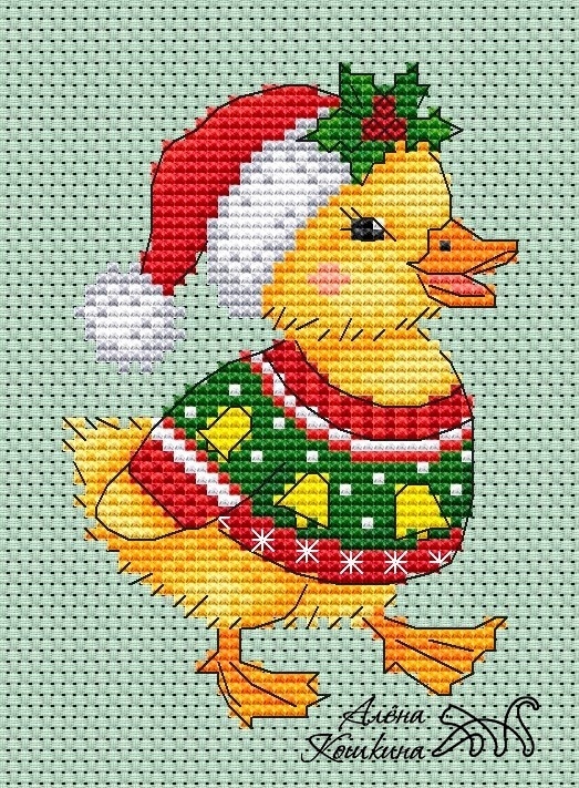 Christmas Duckling Cross Stitch Pattern фото 1