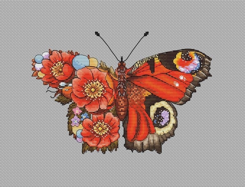 Red Butterfly Cross Stitch Pattern фото 5