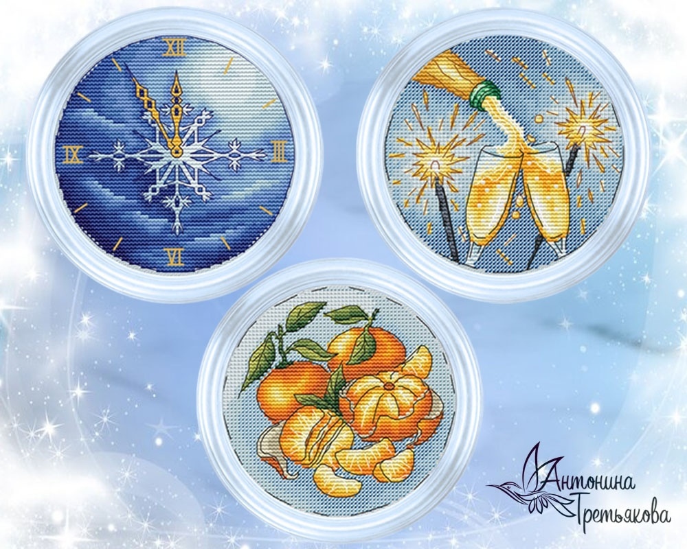 New Year's Symbols Set Cross Stitch Pattern фото 1