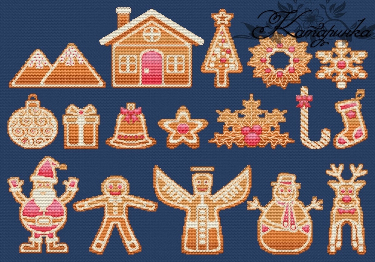 New Year's Cookie Sampler Cross Stitch Pattern фото 1