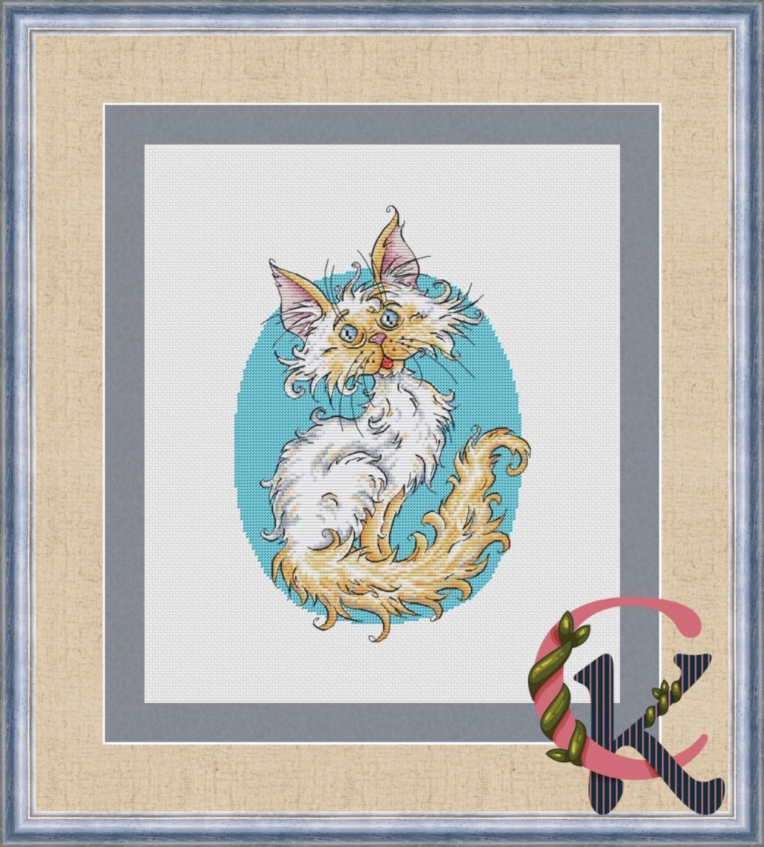 Shaggy Kitty Cross Stitch Pattern фото 1