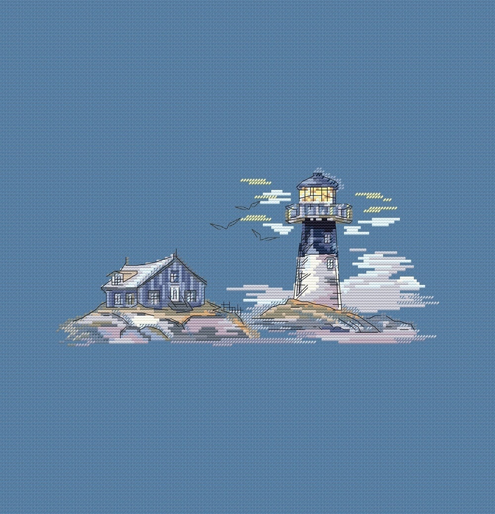 Lighthouse Watercolor Cross Stitch Pattern фото 5
