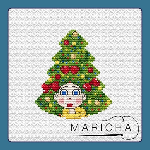 Christmas Tree Hair Style Cross Stitch Pattern фото 1