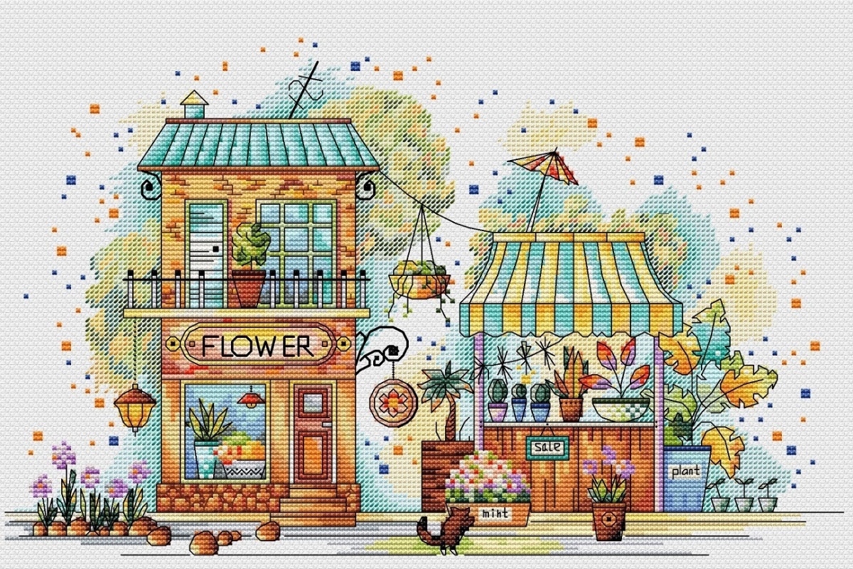 Flower Street Cross Stitch Pattern фото 2