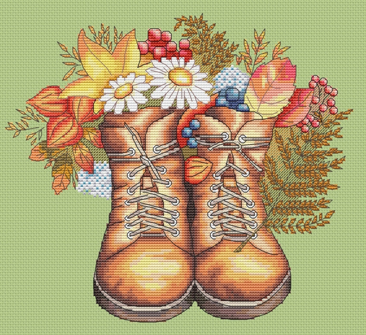 Autumn Boots Cross Stitch Pattern фото 1