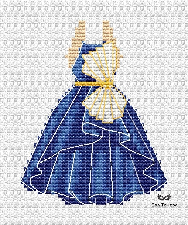 Cross Stitch Pattern Princess in Blue Dress Rising from Sea · Creative  Fabrica
