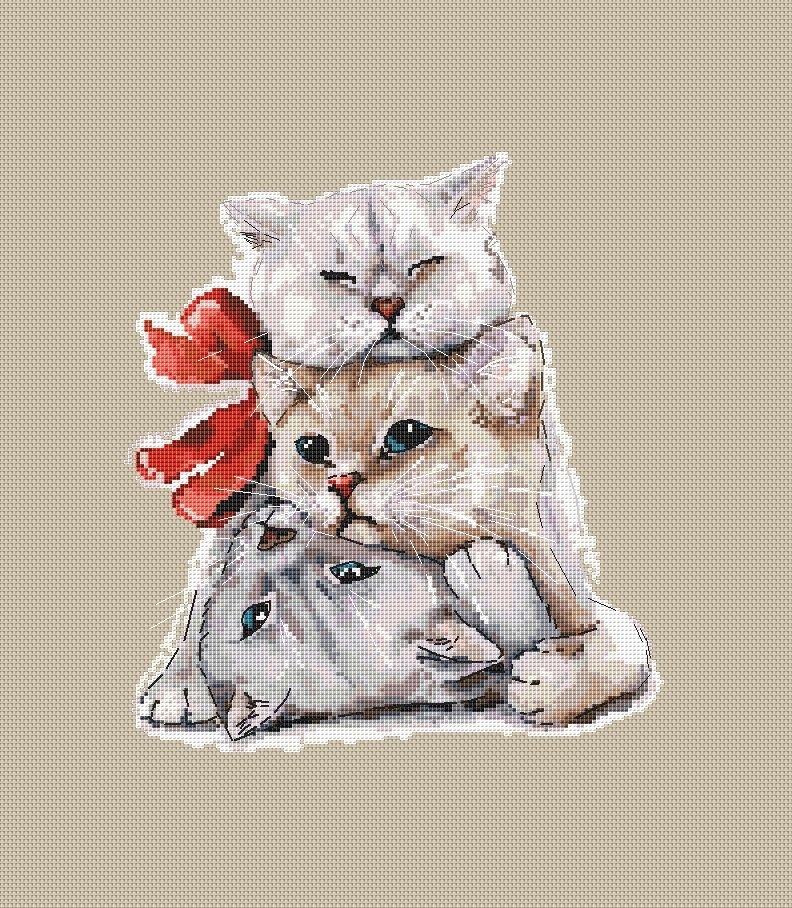 Cats Trio Cross Stitch Pattern фото 1