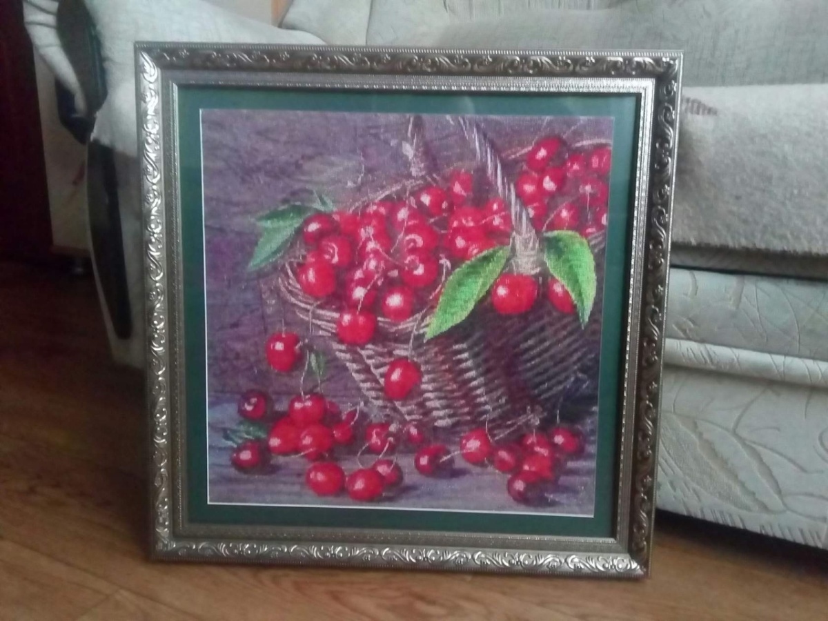 Basket with Cherries Cross Stitch Pattern фото 2