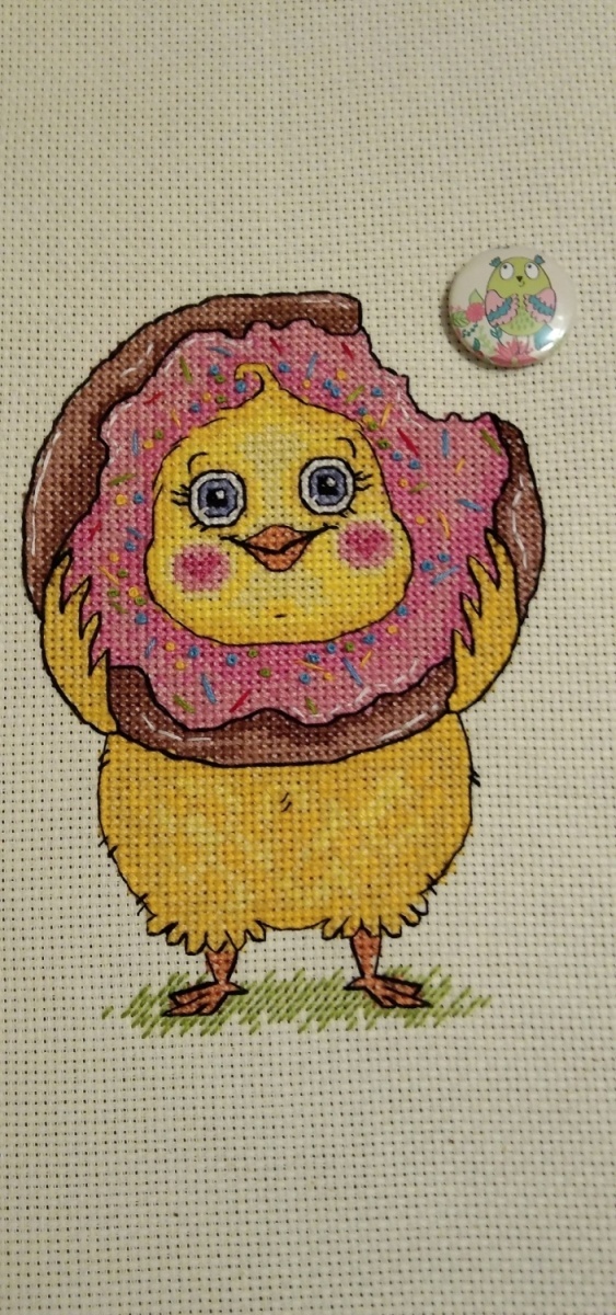 Chick with Donut Cross Stitch Pattern фото 2