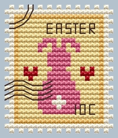Easter Rabbit Postage Stamp Cross Stitch Pattern фото 1