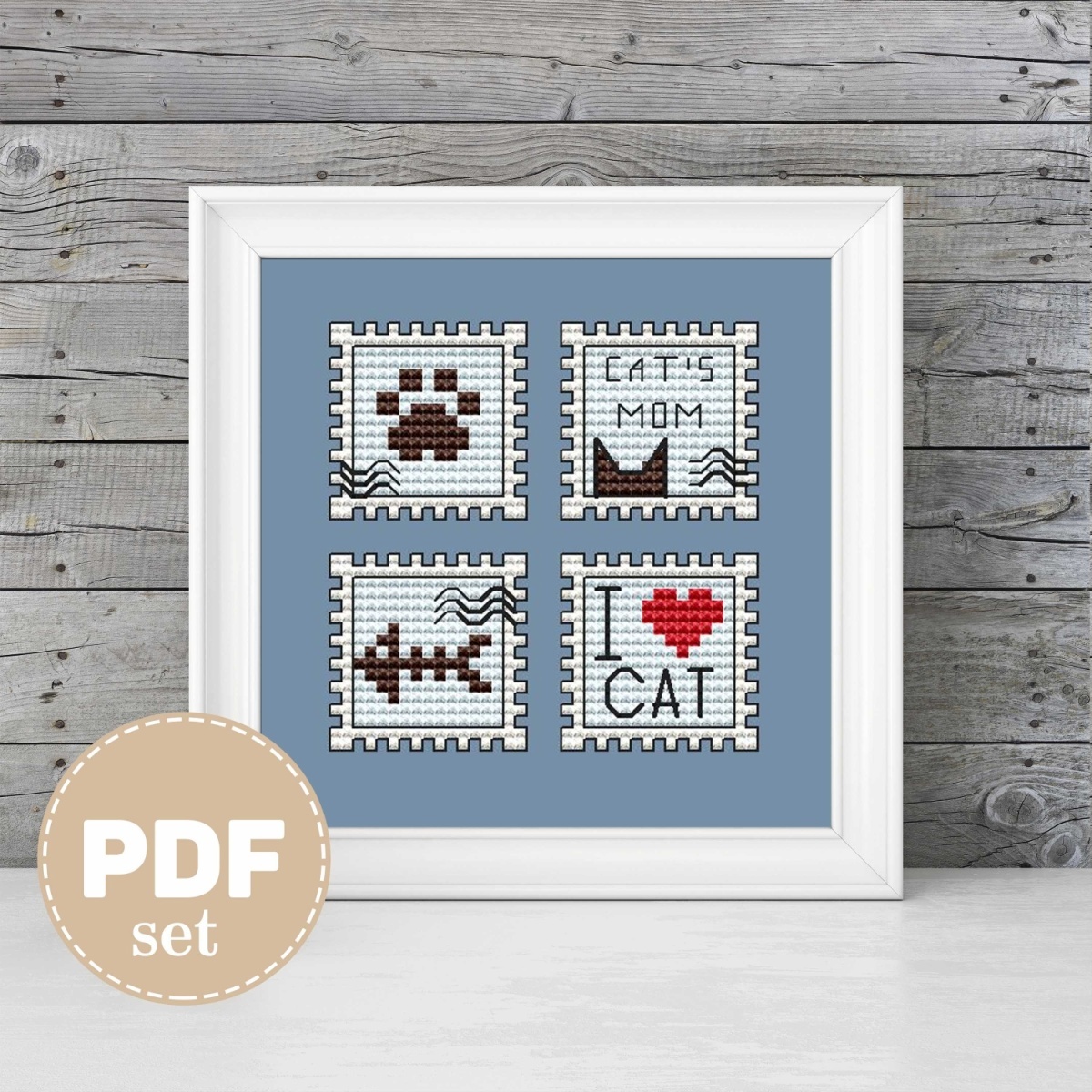 I Love Cat Cross Stitch Pattern фото 3