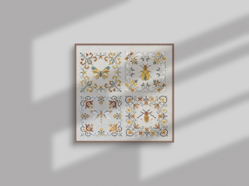 Bug, Dragonfly, Bee and Butterfly Cross Stitch Pattern фото 3
