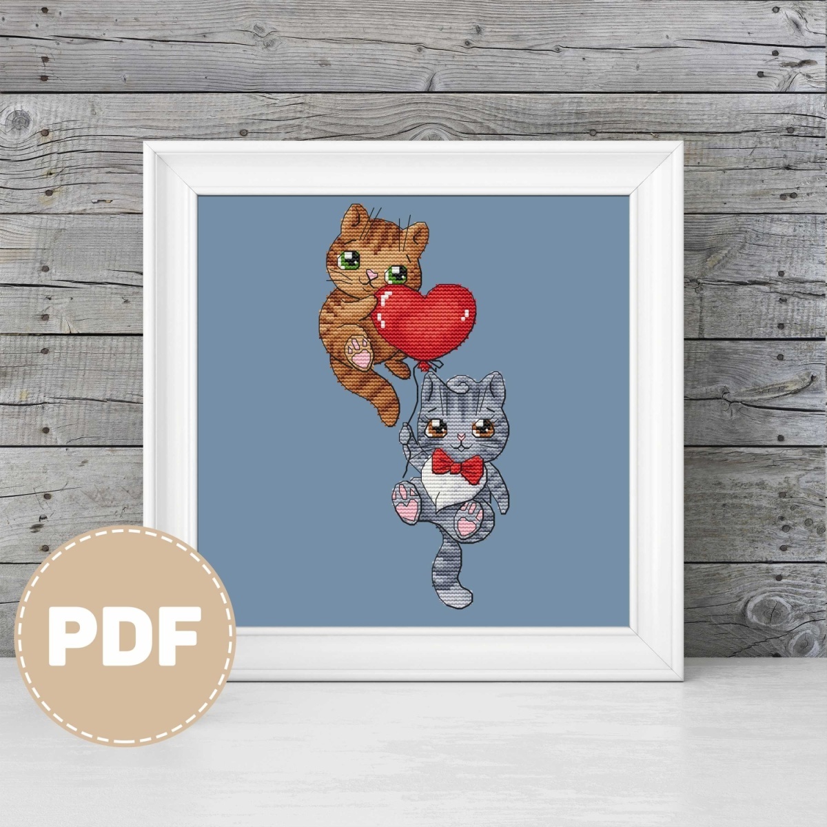 Cats with a Balloon Cross Stitch Pattern фото 4