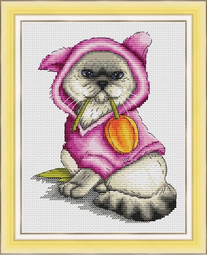 Cat in Hoodie Cross Stitch Pattern фото 1