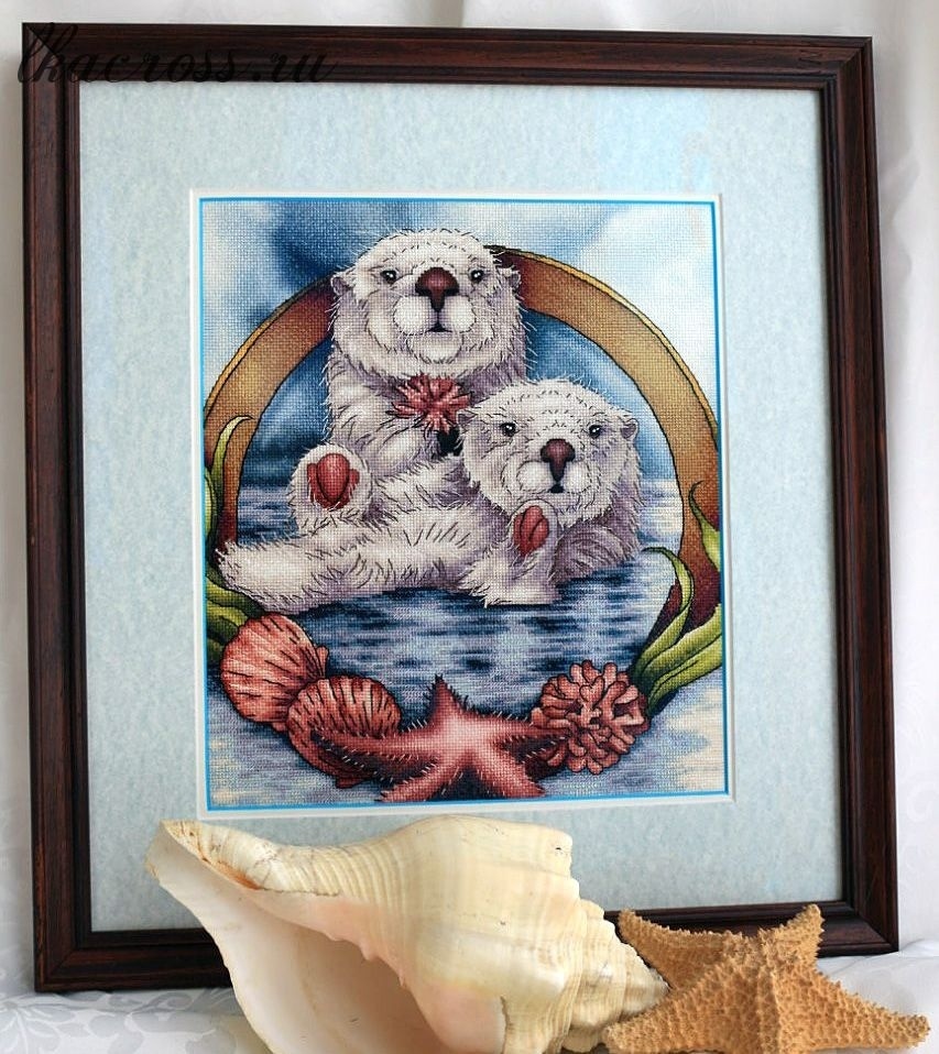 Forest Inhabitants. Otter Cubs Cross Stitch Pattern фото 2