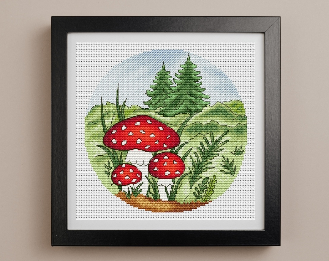 Amanita Mushrooms Cross Stitch Pattern фото 1