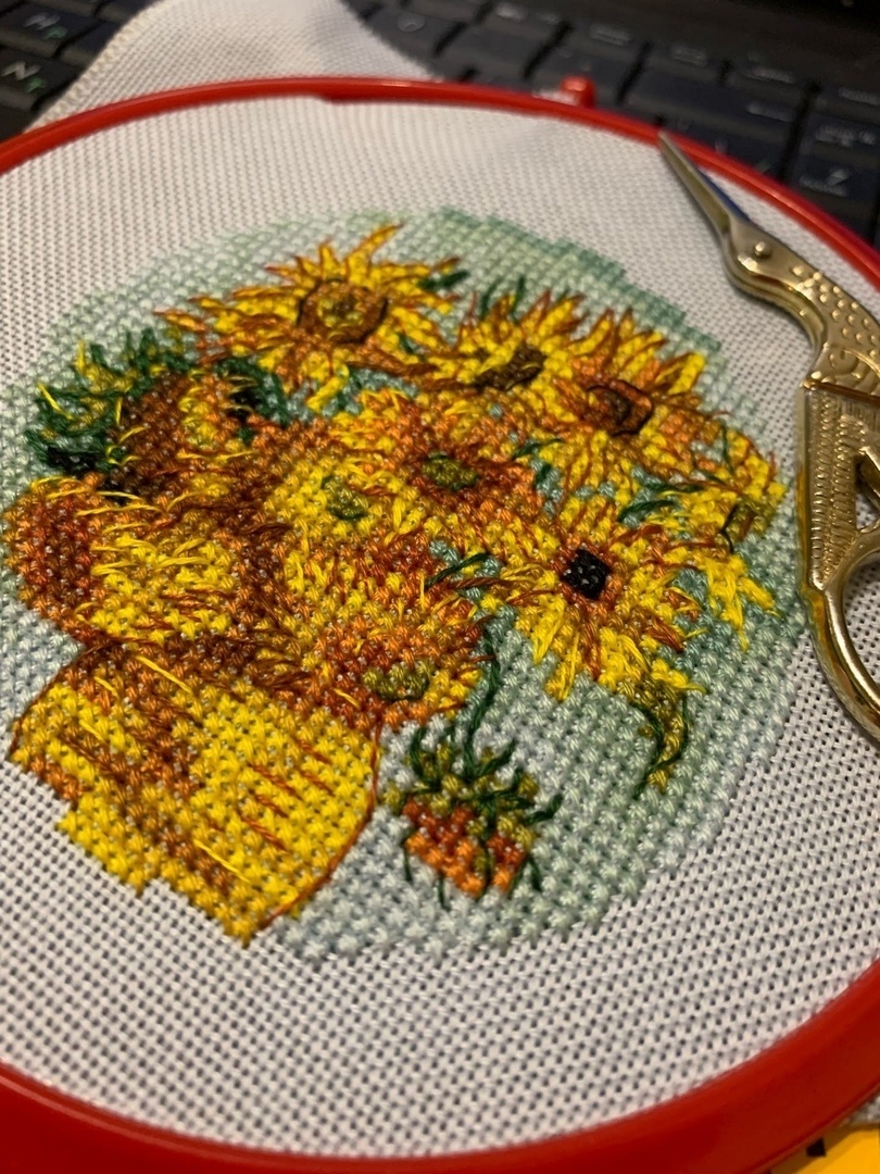 Sunflowers Circle Cross Stitch Pattern фото 4