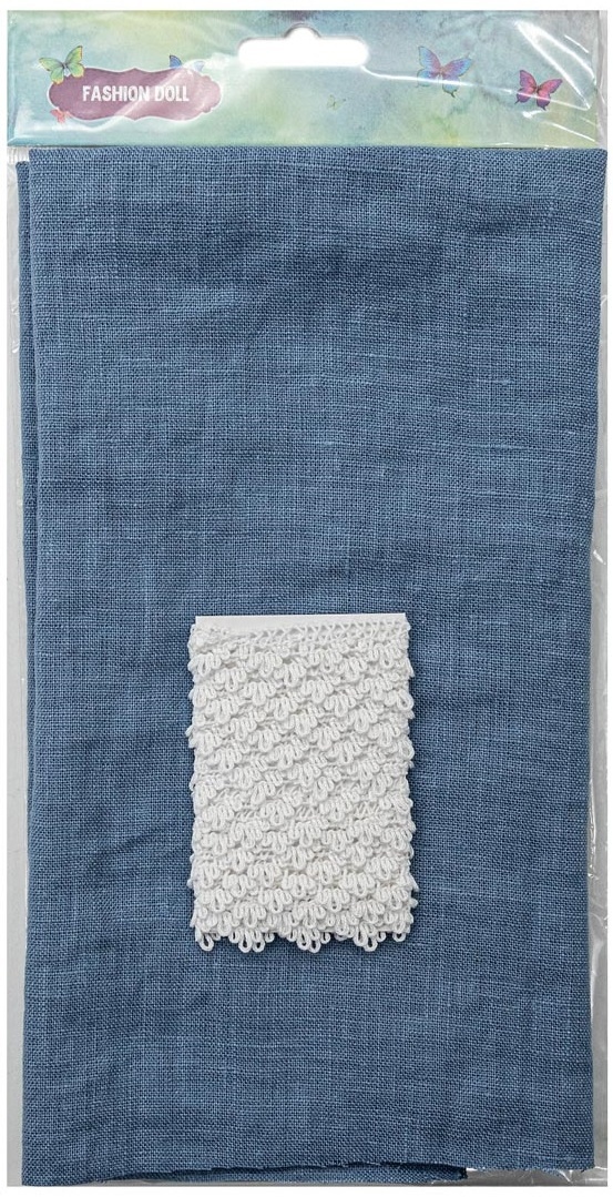 Gray-blue&White Linen with Braid Patchwork Fabric фото 2
