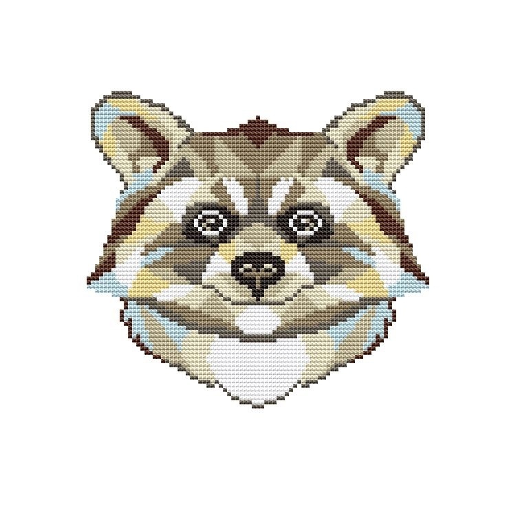 Raccoon Modern Cross Stitch Pattern фото 1