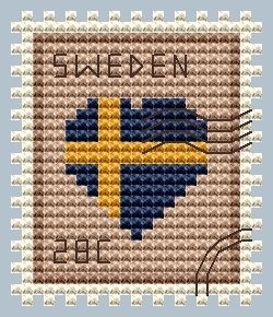 Sweden Postage Stamp Cross Stitch Pattern фото 1