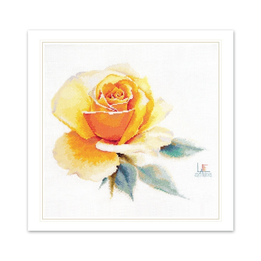 Watercolor Roses. Yellow Elegant Cross Stitch Kit фото 1