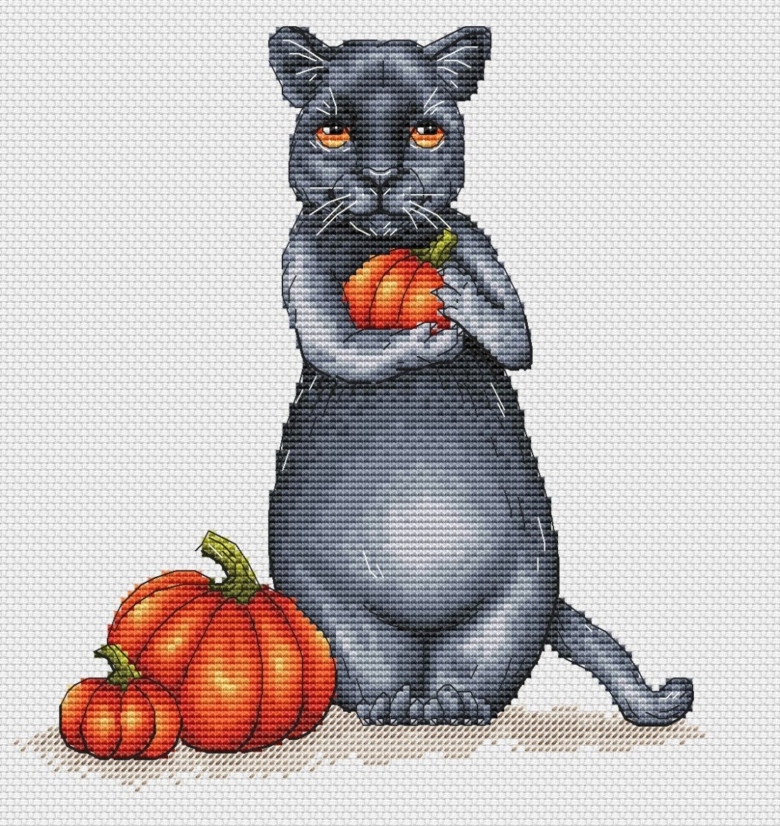 Panther with Pumpkins Cross Stitch Pattern фото 1