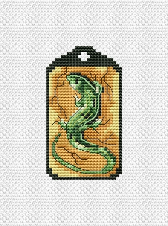 Lizard Keychain Cross Stitch Pattern фото 1