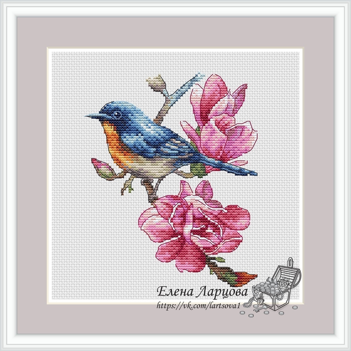 Exotic Birds. Bluebird Cross Stitch Pattern фото 1