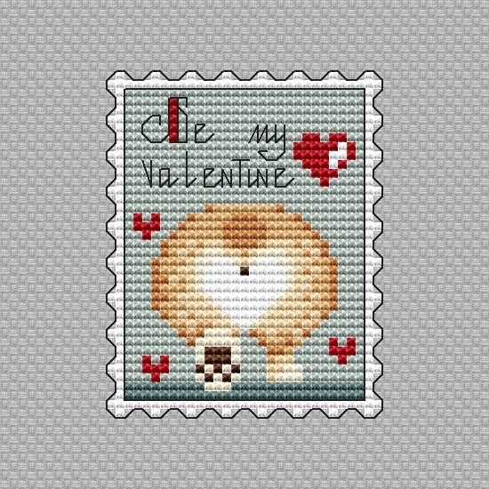 Postage Stamp. Be My Valentine Cross Stitch Pattern фото 1