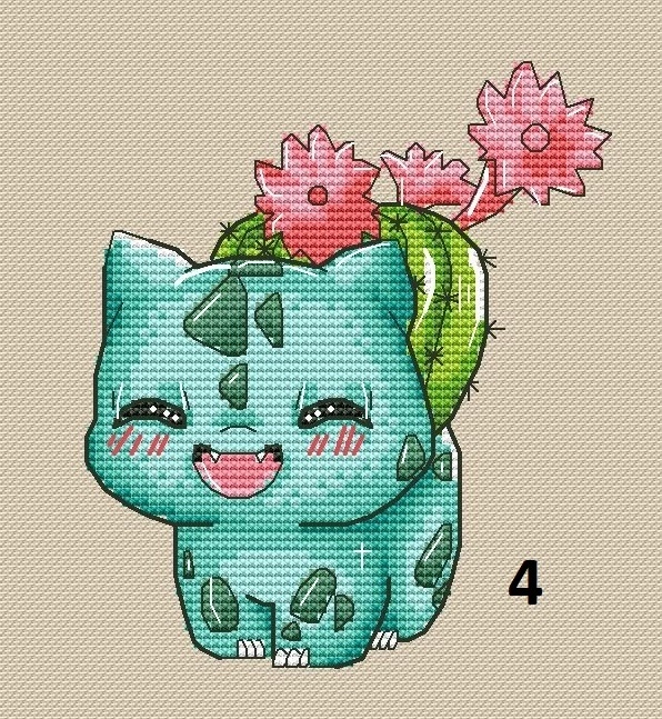 Pokemon Cross Stitch Kit - Pikachu, Bulbasaur, Charmander &