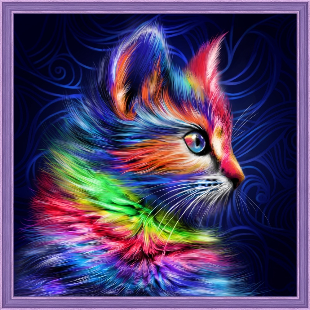 Rainbow Kitten Diamond Painting Kit, code DP-1777 Diamond painting