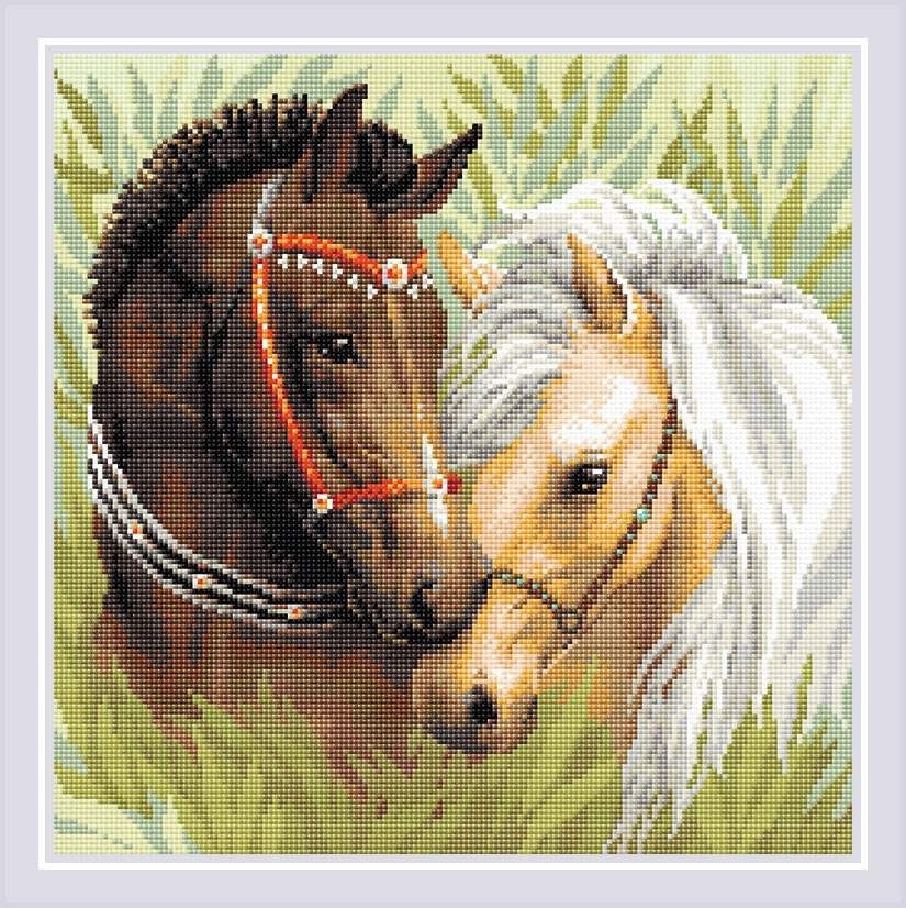 Pair of Horses Diamond Painting Kit, code AM0039 RIOLIS