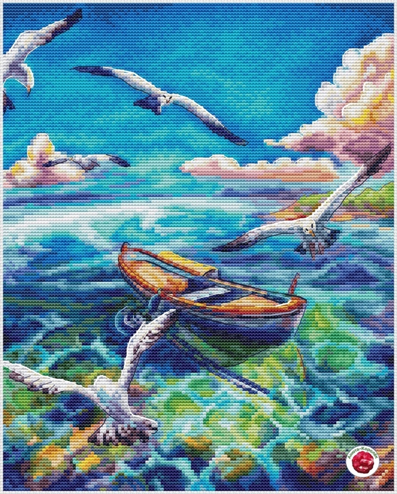 Marine Azure Cross Stitch Pattern, code KA-069 Anna Korolkova | Buy ...