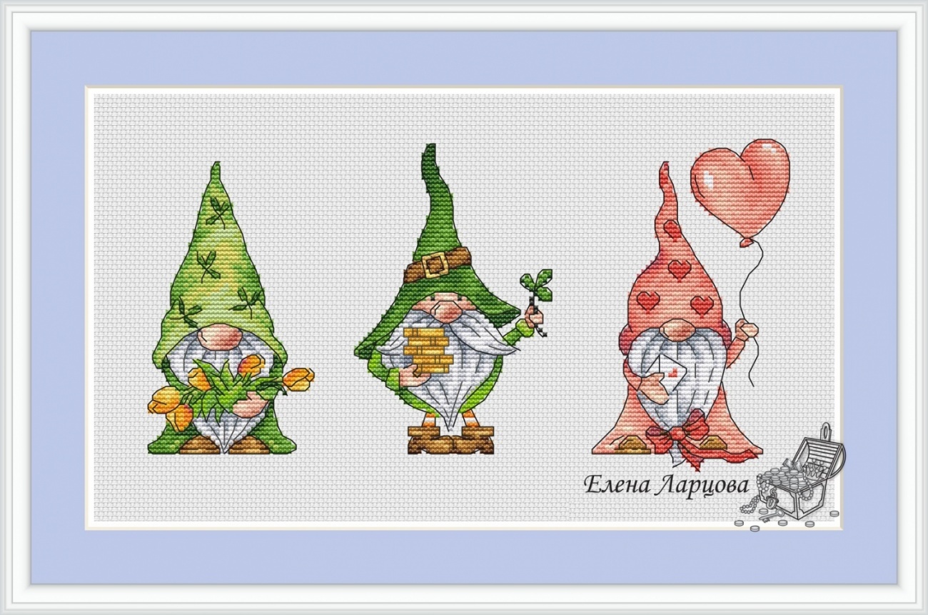 Gnomes - Spring Cross Stitch Pattern,EL-109.