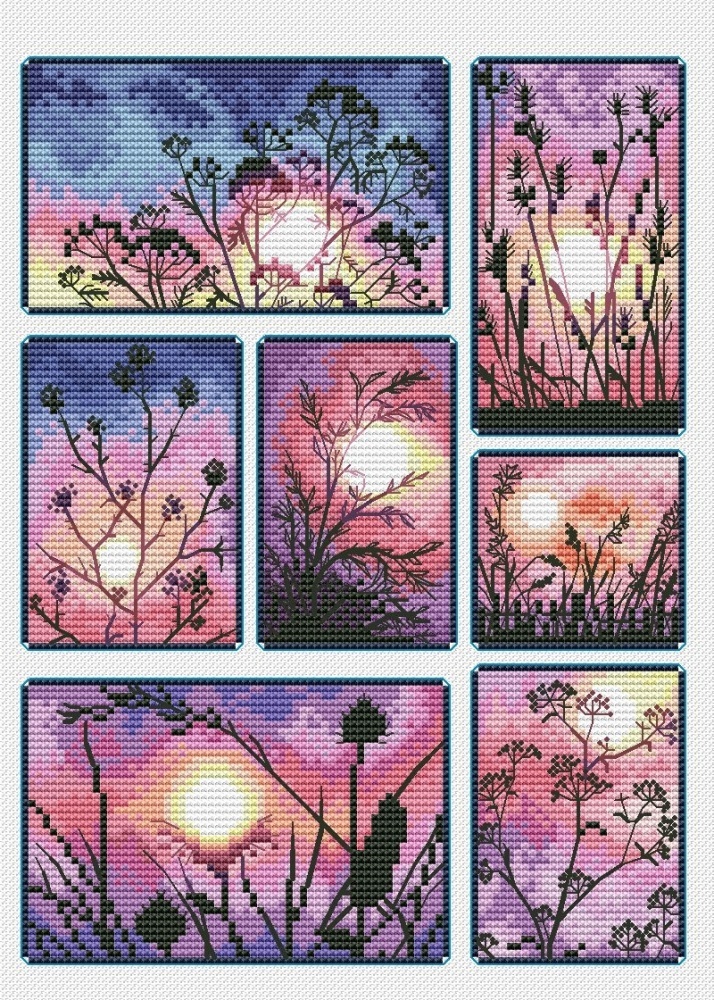Pink Sunset Cross Stitch Pattern