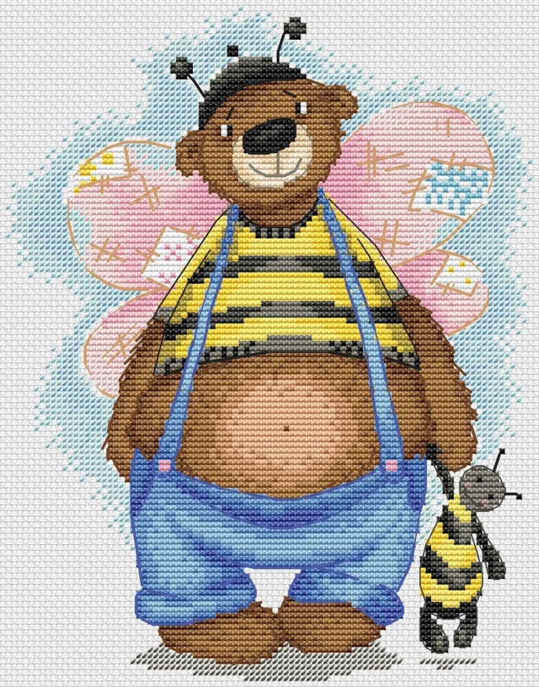 Science bear bee. Вышивка Пчелкины. Bee Bear.