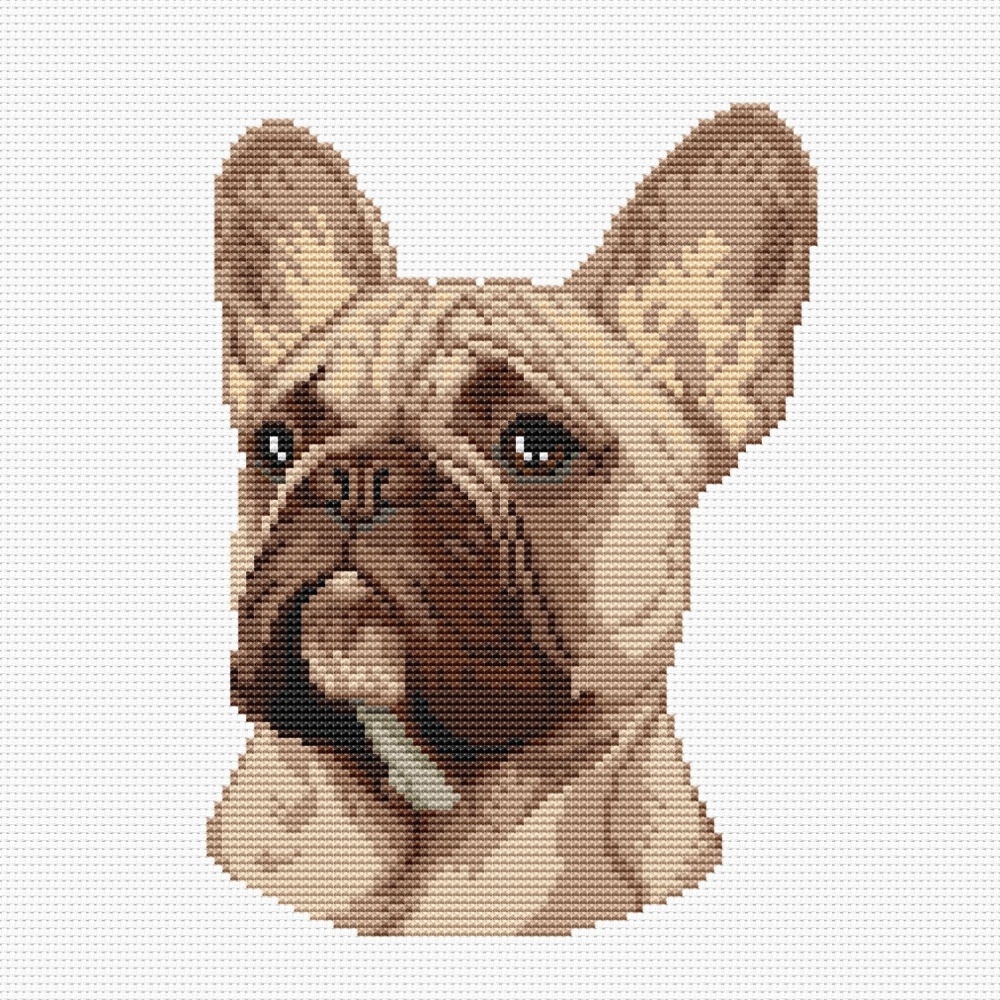 Tan Fawn French Bulldog Cross Stitch Pattern, code AN-085 Anna Nolfina ...