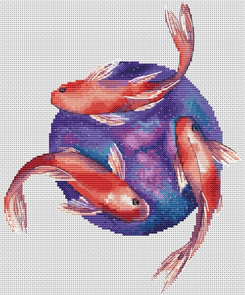 Starry Carps Cross Stitch Pattern, code SKa-069 Svetlana Kaymak | Buy ...