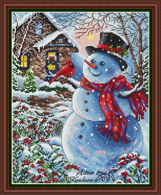 Snowman Cross Stitch Pattern, code AK-122 Alena Koshkina | Buy online ...