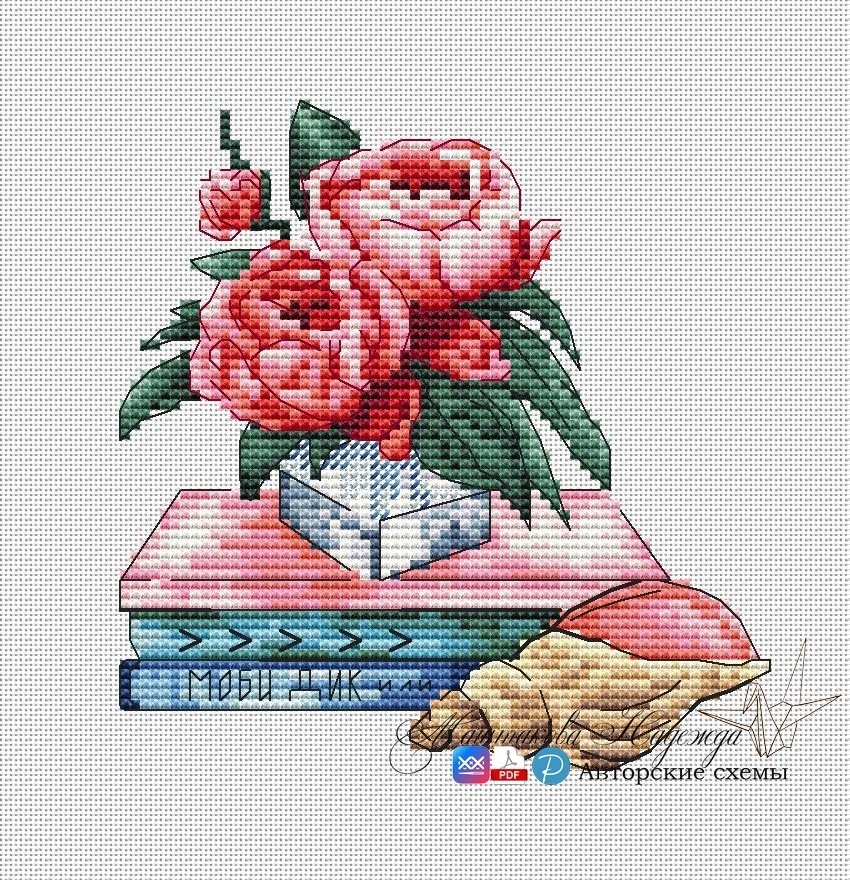 Cross stitch Cross stitch supply PDF cross stitch pattern Hand embroidery pattern Peonies 1 Counted cross stitch pattern