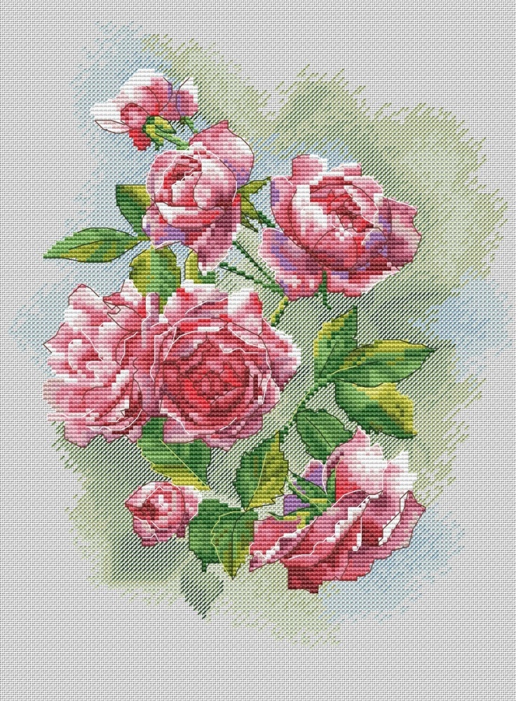 Pink Roses Cross Stitch Pattern, code AO-155 Alisa Okneas | Buy online ...