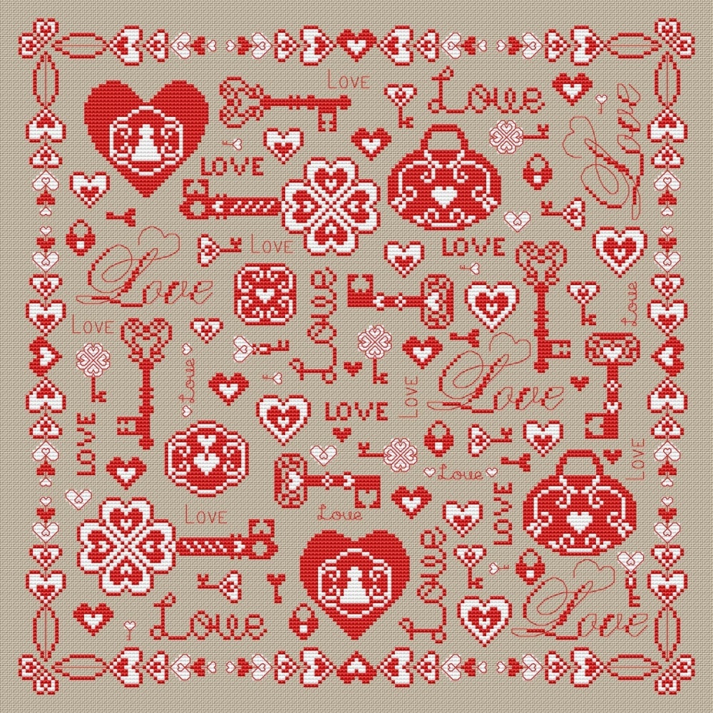 Love Sampler Cross Stitch Pattern